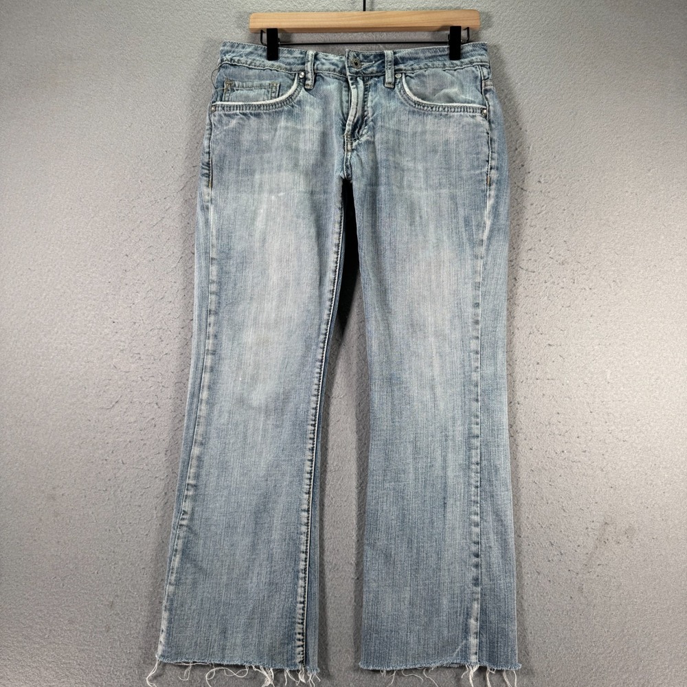 Vintage Buffalo Jeans Womens 29 Blue Lightwash Bootcut Denim Distressed Y2K